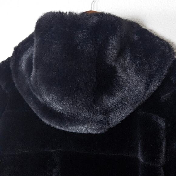 Jones New York Faux Fur Coat Jacket Black Size L Mobwife Old Money City Chic - Picture 6 of 11